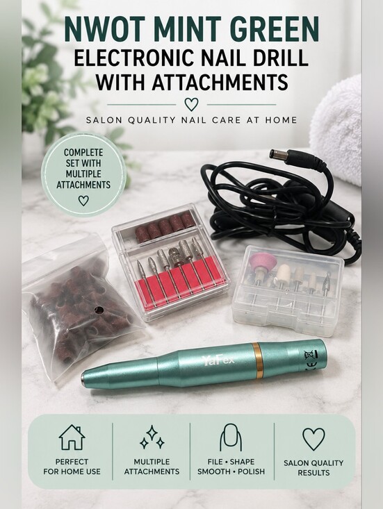 Yarex Other - Mint Green Electronic Nail Drill with Accessories